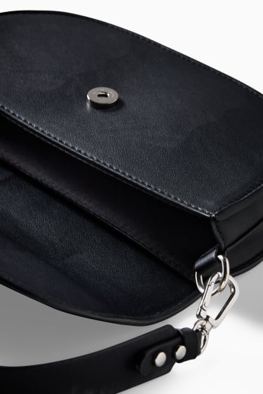 Donna - Borsa a tracolla con spallaccio staccabile - similpelle - nero