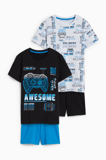 Kinder Jungen - Multipack 2er - Shorty-Pyjama - 4 teilig - schwarz