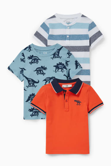 Nen - Paquet de 3 - dinosaures - polo i 2 samarretes de màniga curta - blau