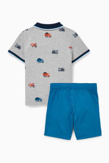 Kinderen: jongens - Set - poloshirt en shorts - 2-delig - licht grijs-mix