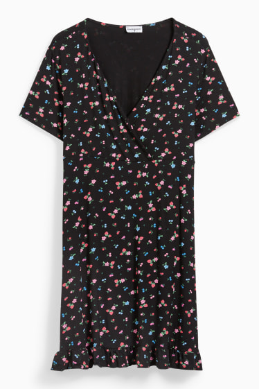 Femmes - CLOCKHOUSE - robe portefeuille - à fleurs - noir