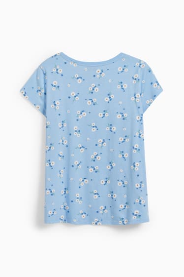 Dona - CLOCKHOUSE - samarreta de màniga curta - de flors - blau clar