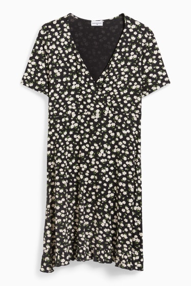 Dona - CLOCKHOUSE - vestit encreuat - de flors - negre