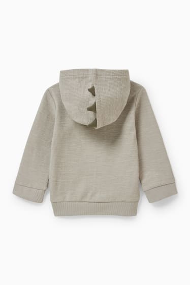 Baby: jongens - Dino - baby-sweatvest met capuchon - grijs