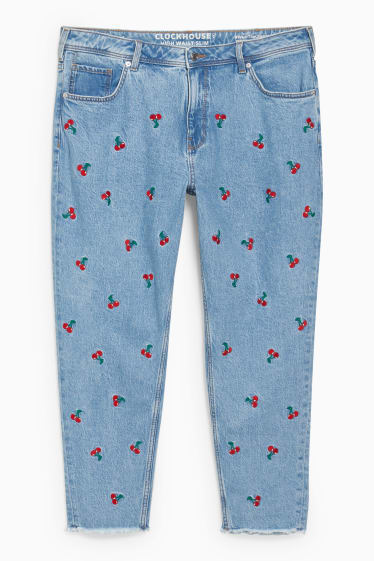 Joves - CLOCKHOUSE - slim jeans - high waist - estampats - texà blau clar