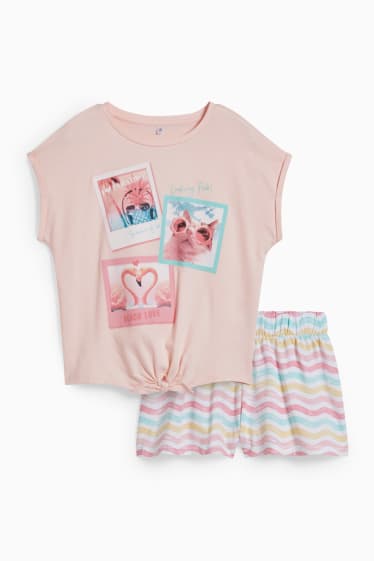 Kinder - Shorty-Pyjama - 2 teilig - rosa