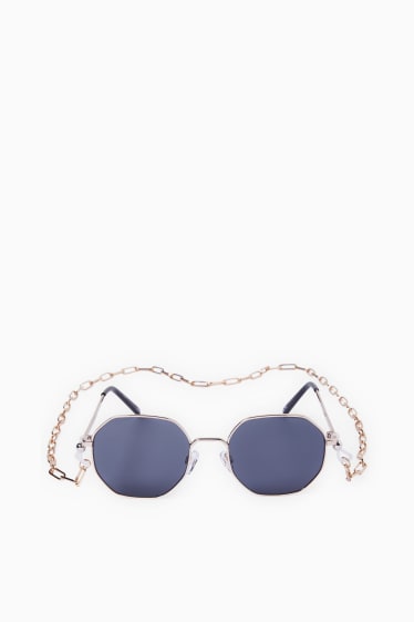 Women - Set - sunglasses and glasses chain - 2 piece - black