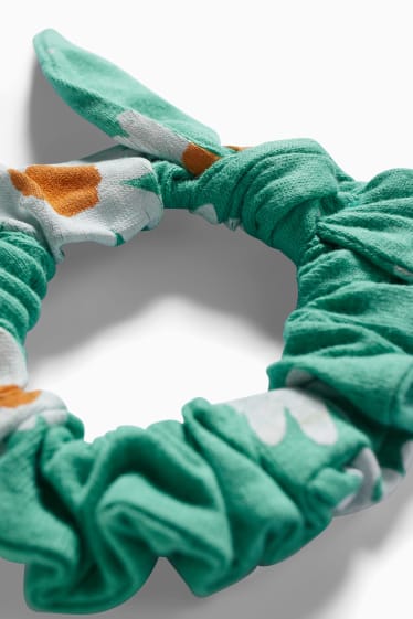 Bambine - Set - vestito e scrunchie - 2 pezzi - a fiori - verde