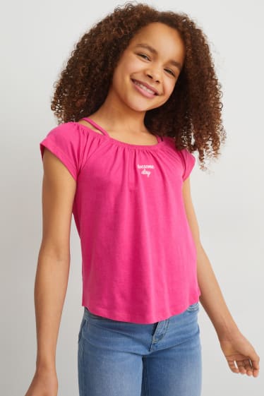 Kinderen - Set van 3 - T-shirt - fuchsiarood