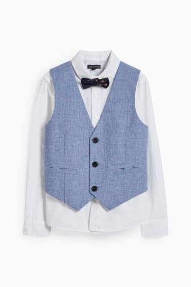 Children - Set - shirt, waistcoat and bow tie - LYCRA® - 3 piece - blue