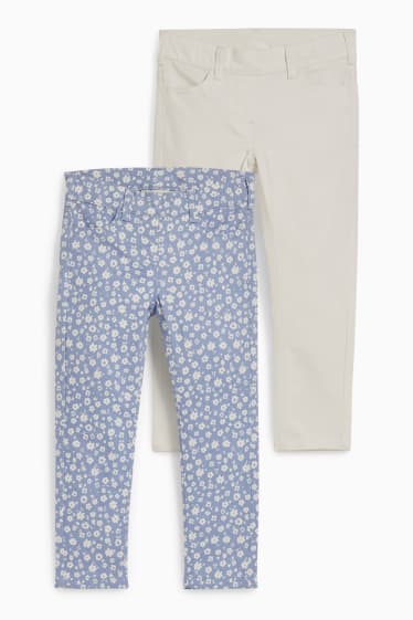 Kinderen: meisjes - Set van 2 - jegging - wit / blauw