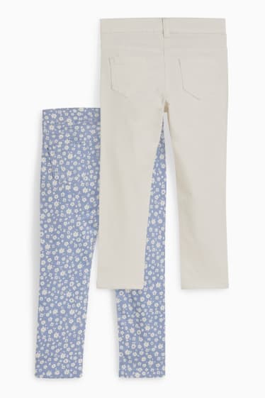 Kinderen: meisjes - Set van 2 - jegging - wit / blauw