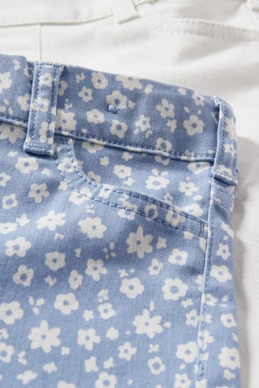 Kinderen: meisjes - Set van 2 - jegging - wit / blauw