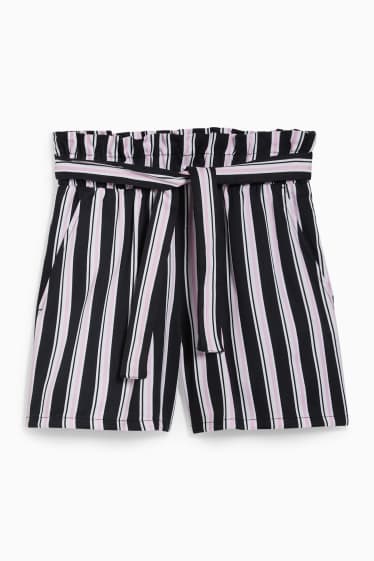 Niños - Shorts - de rayas - negro / rosa