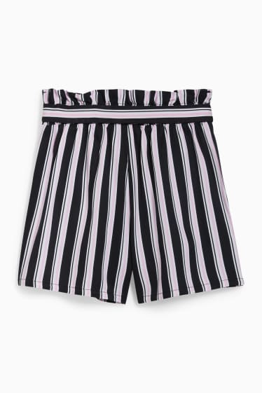 Kinder - Shorts - gestreift - schwarz / rosa