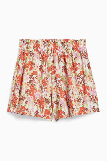 Enfants - Short - à fleurs - beige