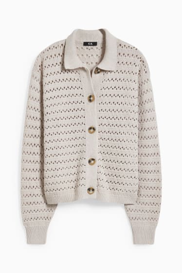 Dames - Gebreid vest - beige