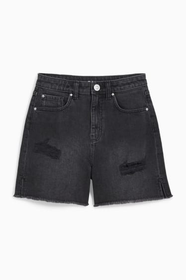Children Girls - Denim Bermuda shorts - black