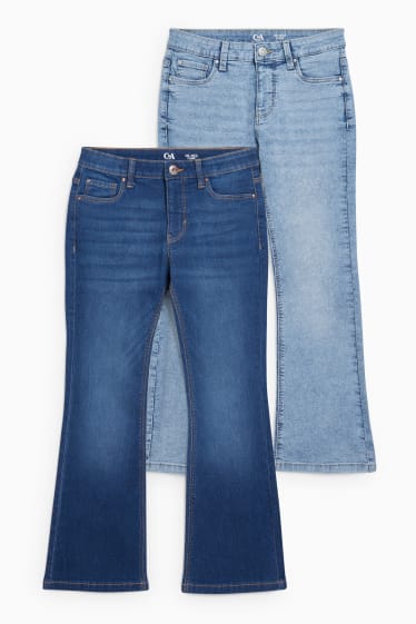 Dzieci - Rozszerzona rozmiarówka - wielopak, 2 szt. - flared jeans - dżins-niebieski