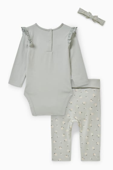 Babys - Baby-outfit - 3-delig - gebloemd - mintgroen