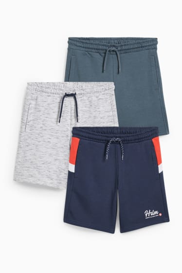 Enfants - Lot de 3 - shorts en molleton - bleu foncé