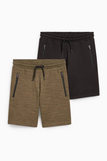 Kinder - Multipack 2er - Sweatshorts - schwarz