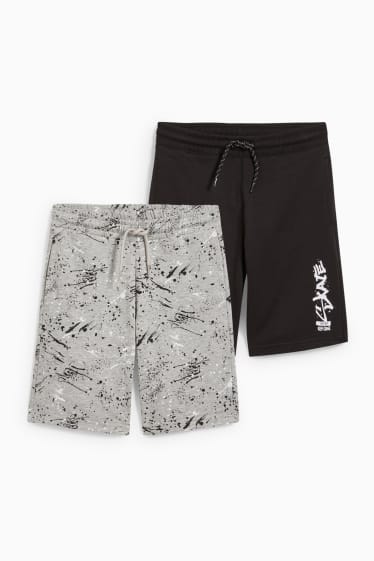 Kinderen - Set van 2 - sweatshorts - zwart