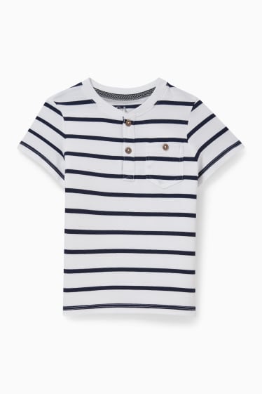 Dětské - Tričko s krátkým rukávem - pruhované - bílá/modrá