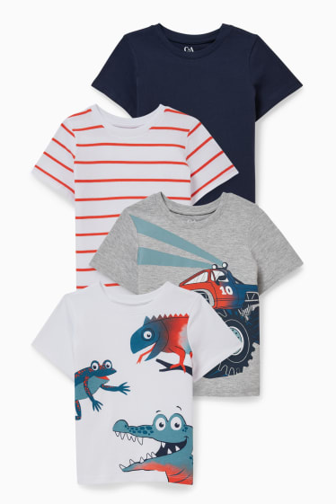 Kinderen - Set van 4 - T-shirt - licht grijs-mix