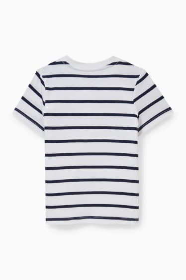 Kinder - Kurzarmshirt - gestreift - weiß / blau