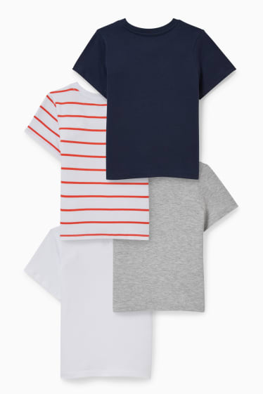 Dětské - Multipack 4 ks - tričko s krátkým rukávem - světle šedá-žíhaná