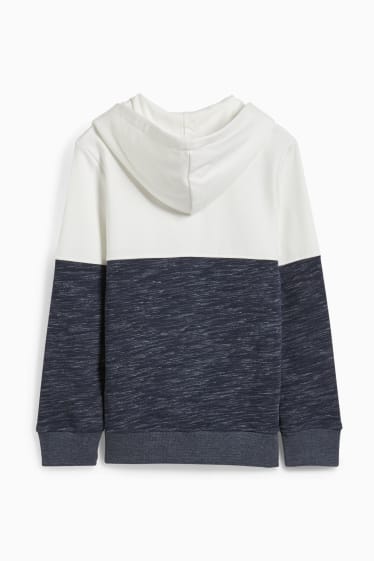 Enfants - Sweat zippé en finition molleton avec capuche - blanc / gris