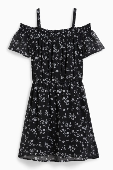 Bambine - Vestito - a fiori - nero