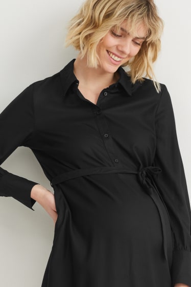 Donna - Vestito a camicia per allattamento - nero
