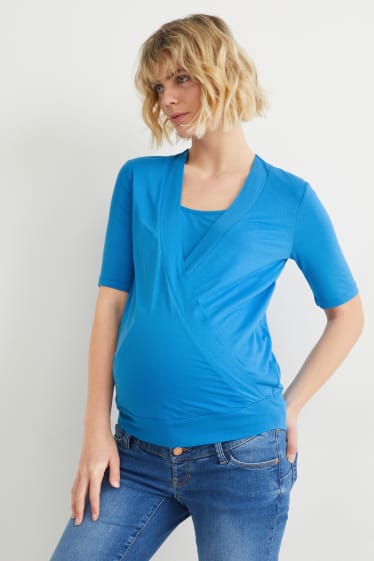 Donna - T-shirt per allattamento - blu