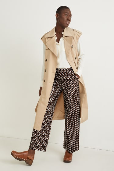 Donna - Pantaloni - vita media - palazzo - marrone
