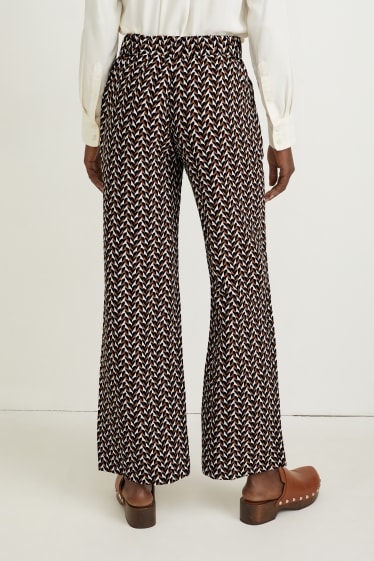 Dames - Pantalon - high waist - palazzo - bruin