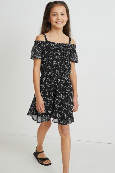 Bambine - Vestito - a fiori - nero