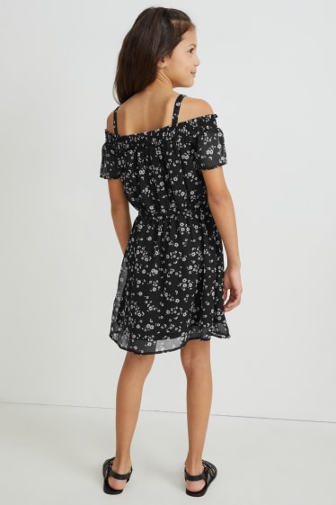 Bambine - Vestito - a fiori - nero