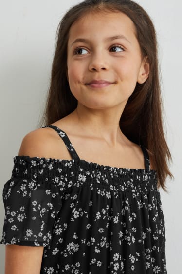 Bambine - Vestito - a fiori - nero