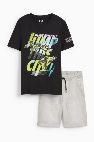 Niños - Set - camiseta de manga corta y shorts - 2 piezas - negro