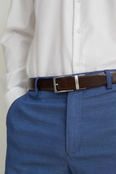 Hommes - Ceinture réversible en cuir - marron foncé