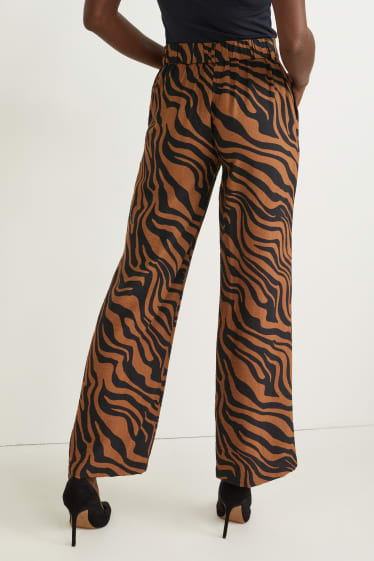 Women - Cloth trousers - high waist - palazzo - brown