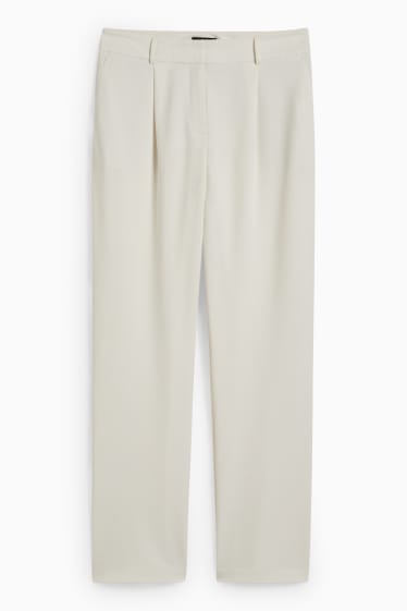 Femmes - Pantalon de toile - mid waist - straight fit - blanc crème