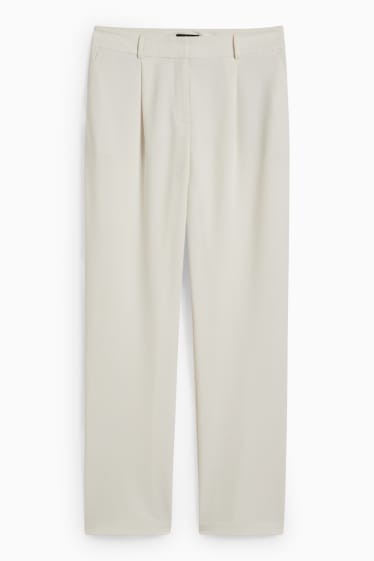 Damen - Stoffhose - Mid Waist - Straight Fit - cremeweiss