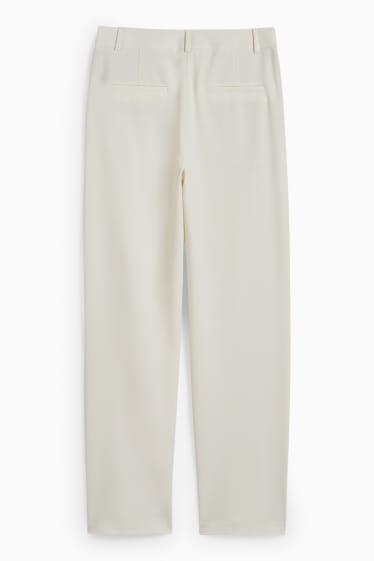 Dona - Pantalons de tela - mid waist - straight fit - blanc trencat