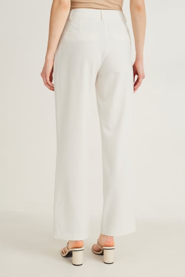 Dona - Pantalons de tela - mid waist - straight fit - blanc trencat