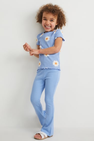 Kinder - Set - Kurzarmshirt und Flared Leggings - 2 teilig - blau