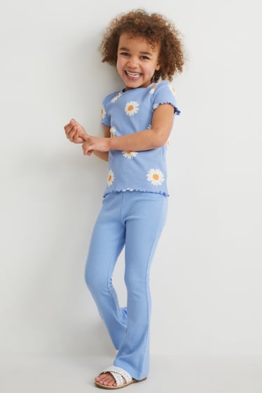 Niños - Set - camiseta de manga corta y leggings acampanados - 2 piezas - azul