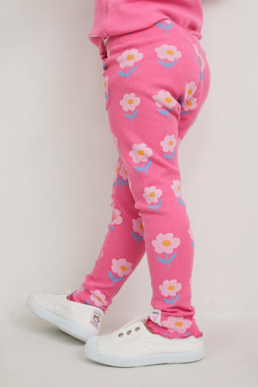 Niños - Leggings - de flores - fucsia